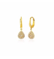 Sallantılı Altın Damla Küpe 14K Gold (Çok Renkli)