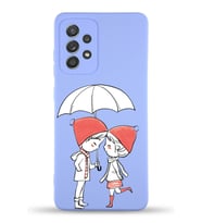 Samsung Galaxy A23 Uyumlu Lansman Kılıf Aşk Tasarımlı İçi Kadife Kapak-Lila (Şeffaf)