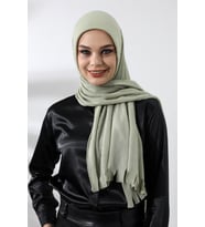 Su Yeşili Tesettür Hazır Pratik Fitilli Pamuklu Şal