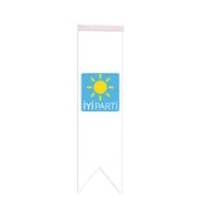 Masa Üstü Kırlangıç İyi Parti Bayrağı - 8x30cm Çift Taraflı Saten Kumaş