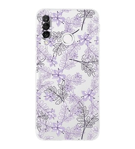 PrintiFy Huawei P30 Lite Uyumlu Kamera Korumalı Floral Lila Tasarımlı Şeffaf Silikon Kılıf