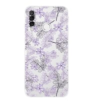 PrintiFy Huawei P30 Lite Uyumlu Kamera Korumalı Floral Lila Tasarımlı Şeffaf Silikon Kılıf