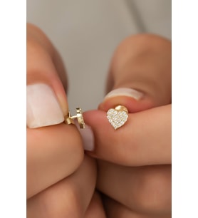 925 Ayar Gümüş Gold Minik Kalp Küpe