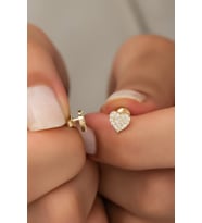 925 Ayar Gümüş Gold Minik Kalp Küpe