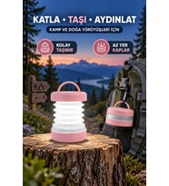 Katlanabilir Kamp Lambası Pilli 2 Işık Modlu Askılı LED Çadır Feneri Portatif Outdoor Piknik Acil Durum Lambası