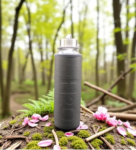 H2O Cam Su Matarası Deri Kılıflı 500 ml - GRİ