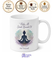 Yoga Namaste Lotus Asana Huzur Felsefesi Baskılı Porselen Kupa Bardak Hediye