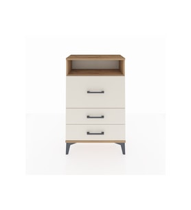 Arges Komodin Tek Raflı 3 Çekmeceli 60x30x96 Çam-Aytaşı