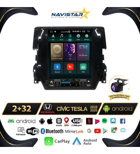 Honda Civic Tesla 2016-2020 Model 2GB + 32GB Kablosuz Carplay Navigasyon Multimedya Sistemi