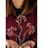 Ametist Taşı El Yapımı 8x17cm Doğal Taş Dekoratif Hayat Ağacı