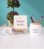 Fen Bilimleri Öğretmeni Kalemlik Dekoratif Taş Baskı Anahtarlık