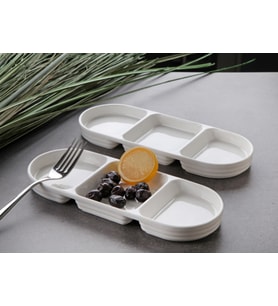 TEKLİ PORSELEN 3 BÖLMELİ ÇEREZLİK TABAK 25.2x10.1x2.3 cm