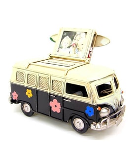 Dekoratif Metal  Nostaljik Vosvos Minibüs Çerçeveli ve Kumbaralı  E-3394SS