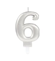 6 Rakam Mum Gümüş Renk (5047)