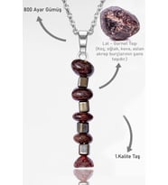 Sertifikalı Kırık Taşlı Model Lal - Garnet Taşı Kolye (Vişne)