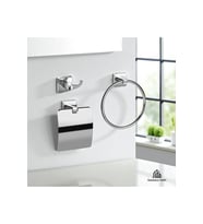 Banyo Havluluk Üçlü Set Tuvalet Kağıtlık Bornozluk Pirinç Krom