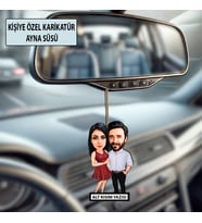 Sevgiliye Özel Karikatür Ayna Süsü – Sevgililer Günü Hediyesi Araç İçi Süs
