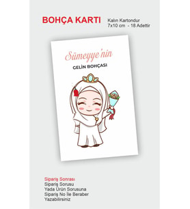 Bohça Kartı 18 Adet 7x10 Cm Karton Tesettür Gelin Bohçası Kartları, Gelin Çeyiz Bohça Kartı