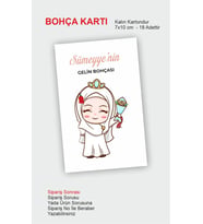 Bohça Kartı 18 Adet 7x10 Cm Karton Tesettür Gelin Bohçası Kartları, Gelin Çeyiz Bohça Kartı