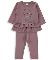 Civil Baby Kedi Baskılı 6-18 Ay Takım - Kahve