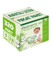 Bebem Bebek Bezi Natural Beden:5 (11-18Kg) Junior 320 Adet Avantaj Ultra Fırsat Pk