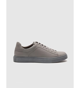 Hakiki Deri Gri Bağcıklı Erkek Sneaker Ayakkabı