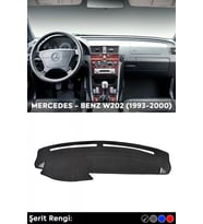 Mercedes - Benz W202 (1993-2000) 3d Torpido Koruma Kılıfı - Ön Göğüs Kaplama - Siyah Şerit