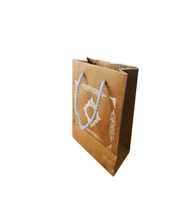 Karton İp Saplı Hediye Çantası Saray Desenli Gümüş 12X17 25 Adet  Kraft