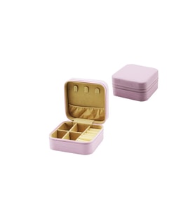 MİNİ FERMUARLI TAKI KUTUSU - ÇANTA SUNİ DERİ 4 BÖLME+6 YÜZÜKLÜK+3 KÜPELİK+FİLE =10X10CM - Y:5CM (5343)