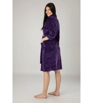 Lila Dantelli Bambo Cotton Bayan Sabahlık (Lila)