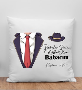 BK Gift Kişiye Özel İsimli Babalar Günü Tasarımlı Beyaz Kırlent Yastık-4, Babaya Hediye, Ev Dekorasyonu, Babalar Günü Hediyesi