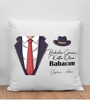 BK Gift Kişiye Özel İsimli Babalar Günü Tasarımlı Beyaz Kırlent Yastık-4, Babaya Hediye, Ev Dekorasyonu, Babalar Günü Hediyesi