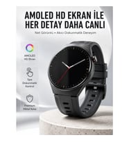 Mey İthalat® Yuvarlak Akıllı Saat Nabız Ölçer, SpO₂, Spor Modları ve Değiştirilebilir Kordon