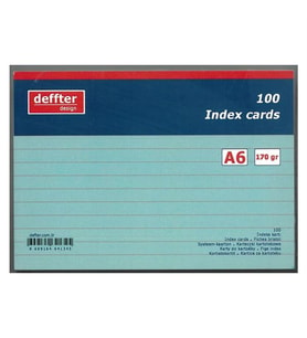 Deffter A6 Çizgili Index Kartı Mavi