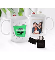 BK Gift Kişiye Özel Babalar Günü Hediyesi Fotoğraflı Kupa Bardak ve Benzinli Çakmak Seti-69 (Model 1)