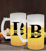 BK Gift Kişiye Özel İsimli 2’li Buzlu Cam Bira Bardağı 50cl-31 (Beyaz)