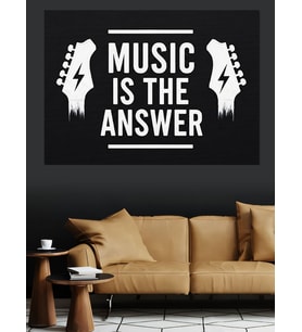 Müzik Cevaptır Yazılı Poster Dekoratif Kanvas - Mdf Ahşap Tablo