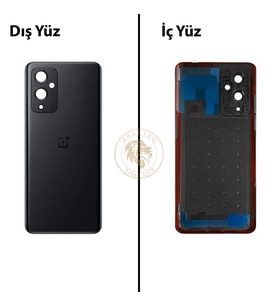One Plus One Plus 9 Siyah Arka Kapak Arka Cam Batarya Kapağı Lazer Kesim Kapak Pil Kapağı Back Cover