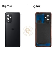 One Plus One Plus 9 Siyah Arka Kapak Arka Cam Batarya Kapağı Lazer Kesim Kapak Pil Kapağı Back Cover