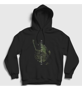 Presmono Unisex Siyah Wings Alice In Chains Kapüşonlu Sweatshirt 8345tt