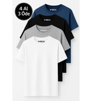 Erkek 4 Lü Paket %100 Pamuk Oversize Tişört Basic Bisiklet Yaka Kısa Kollu T-Shirt