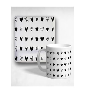 Hearts Oval Bilek Destekli Mouse Pad Ve Kupa Bardak Seti