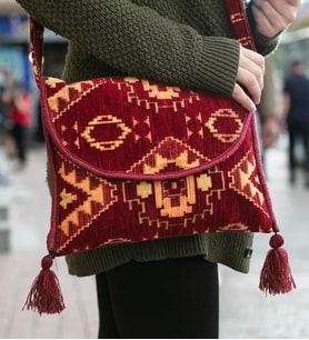 BK Gift El Yapımı Otantik Türk Kilim Omuz Çantası -1, Günlük, Kitap, Tablet, Plaj ve Seyahat Çantası