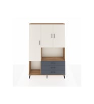 Arges Dolap 6 Raflı 3 Çekmeceli 3 Kapaklı 132x30x195 Çam-Aytaşı/Antrasit