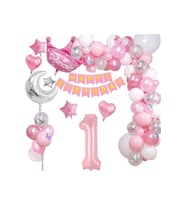 Çıtıpıtıstore Pembe 1 Yaş Doğum Günü Balon Seti