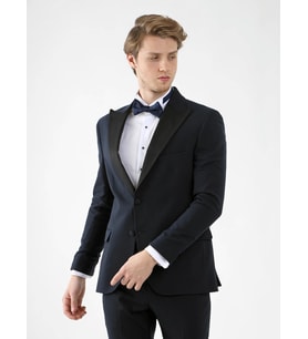 Lacivert Erkek Slim Fit Düz Sivri Yaka Smokin Takım - 92401
