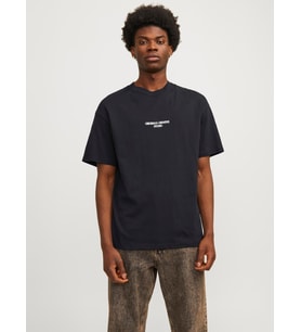 Jack & Jones Erkek Sırt Baskılı Oversize T-shirt - 12256289 (Siyah)