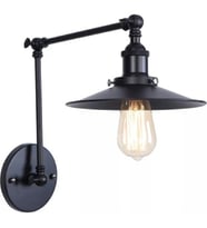 RİOLİGHT RETRO,RUSTİK 1XE27 DUYLU ÜÇ MAFSALLI SİYAH HAREKETLİ BAŞLIK AKROBAT APLİK ŞAPKA ÇAPI:23CM
