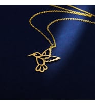 Kişiye Özel 925 Ayar Gümüş Sinek Kuşu Kolye (Gold)
