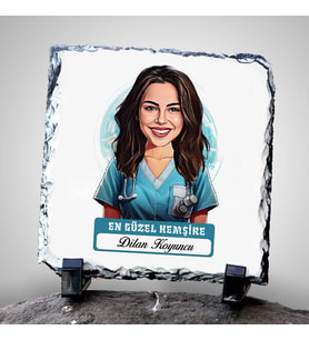 Kişiye Özel Hediye Karikatürlü En Güzel Hemşire Dekoratif Taş